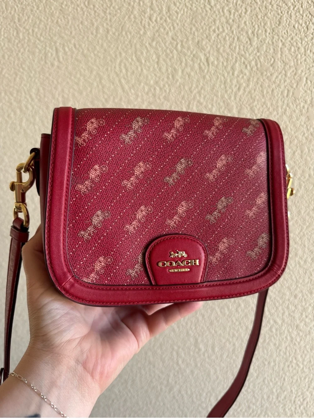Coach Red Logo Crossbody with Gold Hardware